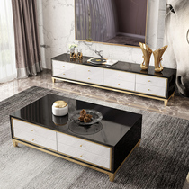 Stainless steel light lavish tea table TV cabinet Composition guest hall furniture minimalist Cabinet Harbor Type small family rear modern tea table