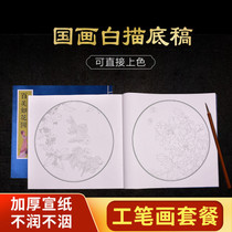 Meticulous painting white drawing essay beginner beginner copy tracing red calligraphy zero basic Hook pen flower bird peony tracing red tutorial set Chinese painting coloring book mature rice paper students practice drawing