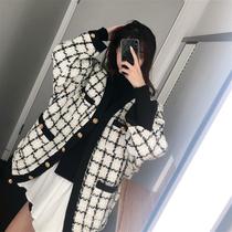 Hong Kong counter 2021 autumn and winter New temperament wind cardigan coat womens wild style tweed long coat