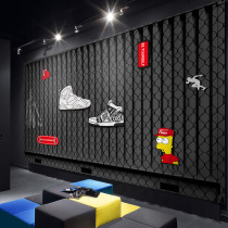 3D iron mesh Container guard wall Tidal Goods Clothing Shop Bar KTV Bamboo Wood Fiber Integrated Wall Panel Dance Classroom