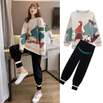 Pregnant women sweater set women autumn and winter out 2020 new autumn fashion style Foreign style thick two-piece tide mother