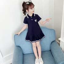 Girls dress 2021 new summer dress childrens foreign style college style dress fashionable short-sleeved polo skirt