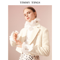 (Shopping mall with the same)sugar force winter new long-sleeved gold wool blended short blazer women