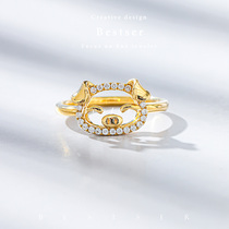 Bi color Bestser (Le Piggy) 18K gold luck pig diamond ring transshipment women gift box diamond ring