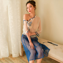 Envy sexy lingerie mesh perspective classical folk cheongsam show uniform temptation passion suit female qh