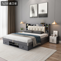 Bed Modern simple high box storage air pressure bed storage double wedding bed Small apartment master bedroom 1 8 meters 1 5 meters bed