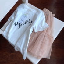 L551 girls summer cotton T-shirt mesh skirt two-piece set-3 25