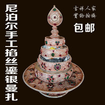 Pinch-in-the-silver Manza Buddhist Mizon for a boutique Nepalese pure handmade set 