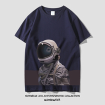 NASA Space Astronaut official web flagship store joint T-shirt male trend European and American wind short sleeve loose pure cotton blouse