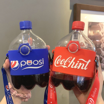 Childrens water glass straws Coke cups Coke cups Baby to school special anti-fall drinking water bottle Home portable drinking water jug