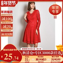 Clearance Purchase #9 Charm HH0A0114 Water Soluble Lace V-Collar Slim Dress Women Autumn
