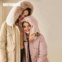 Luo Yi fox fur collar hooded down jacket womens autumn and winter new warm thickened white duck down medium-length jacket 01015