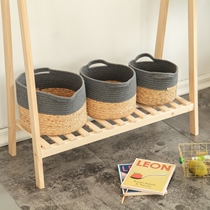 ins straw woven new cotton thread storage basket snack storage basket home bedroom dirty clothes basket clothes change finishing basket