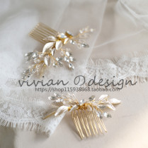 Vivian design Retro European and American style Simple Rhinestone small hair comb Bride bridesmaid best friend photography headdress