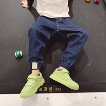 South Korean boy dress 2022 new boy handsome 100 hitch jeans Baby casual loose bunches straight pants long pants