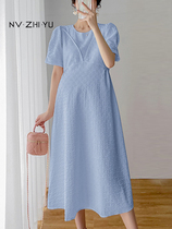 Gestational Woman Dress 2022 Summer Dress Dress Fashion V Collar Display Slim Middle Long Pregnant Woman Skirt Loose Short Sleeve Hot Mother Dress