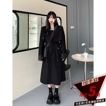 Kurozawa Xuan Qi fat mm autumn new design sense open umbilical long sleeve black slim short suit jacket women