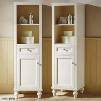 American bathroom side cabinet oak solid wood waterproof floor high cabinet toilet storage storage side cabinet small vertical cabinet