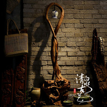 Qingquan ancient art solid wood home floor decoration Hall Hall study floor lighting decoration Chinese style old decorations