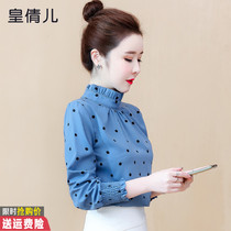 Temperament Standings Polo Dot Snowspun Shirts Womens Clothing Autumn Clothing 2022 New 100 Hitch Loose Blouse Foreign Air Fashion Chic