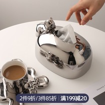 Simple modern tissue box ornaments living room creative coffee table storage box light luxury food table home high-grade drawing paper box
