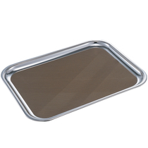 Tethick stainless steel non-slip square disc hotel tray tea wine water tray mirror tray water fruit tray dinner plate dessert food tray