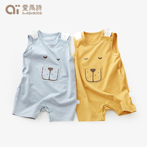 Love as a poetry bag fart baby Summer thin male and female conjoined clothes Summer clothing pure cotton vest Hays No sleeves