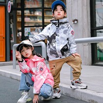 Childrens clothing boys coat spring and autumn camouflage outdoor girls assault clothes 2021 new childrens baby coat tide