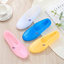 Summer Kitchen Plastic Boots Waterproof Non-slip Fashion Low Helps Slopes Heel Short Barrel Jelly Women Work Light Mouth Custard Rain Shoes