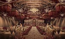 Wedding hand-painted material renderings red gold European luxury production file psd main stage dessert welcome area