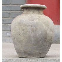 Bag authentic gray antique pottery round mouth jar ornament Han Dynasty collection box ancient frame unearthed old objects