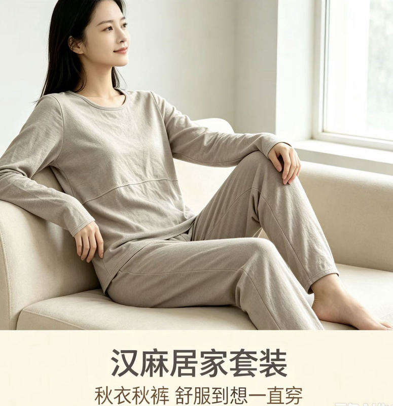 Yunrou Series-{New Autumn Collection}Raindrop Hemp Anti-Bump Set, Casual Set, Home Wear
