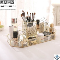 Fresh rotating desktop storage box Simple mirror hand jewelry storage box pen holder cosmetics storage box Small