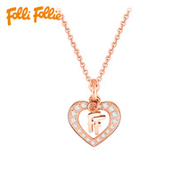 Folli Follie Furi womens love hollow diamond-set shiny fashion necklace clavicle chain