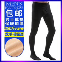 Mens warm and cold tight pull suede pantyhose bottom male garnter winter thick and large code dragon claw suede warm pants