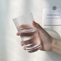 Glass Cup Ins Wind Vintage Cups Coffee Cups Simple Day Style Fine Striped Water Glasses Women Korea Fresh And Cute
