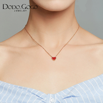 Little red heart necklace female clavicle chain love light luxury niche design sense 2021 new simple Tanabata accessories summer