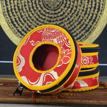 Buddhist supplies Buddhist tools Nepalese handmade brocade cloth Embroidery Touch bell set Jingle packaging box Lead chime dharma set