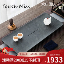 TOUCH MISS tea tray home large small natural black stone whole drainage simple tea set tray tea table