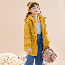 Yinman childrens clothing 2021 Winter new girl long down jacket white duck down jacket hooded wind thick tide