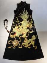  Cloud decoration totem original womens temperament dress national style handmade plate Golden lion petanque old satin robe