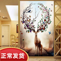Thread embroidery cross stitch 2021 new embroidery fortune deer living room large scenery entrance small pieces full of embroidery their own embroidery handmade