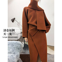 SOULKISS 100% wool double-sided woolen slit skirt autumn and winter warm skirt women