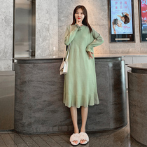 Pregnant women autumn dress 2020 new long knee fashion loose spring and autumn base sweater skirt tide mom