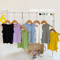 (Lower order minus 3 Yuan) Children 2021 Summer Marcaron vest male and female child thread ice silk cotton cool and sleeveless T