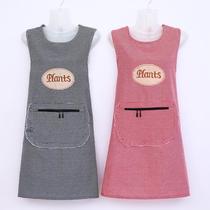 Korean version of cute lady waistcoat home Cotton Oil-proof fashion kitchen back wear work clothes