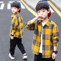 Childrens clothing boys shirts long-sleeved autumn and winter clothes 2020 new medium and large boys plaid cotton shirts western style tide