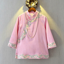 Xiaoshanzhijia Chinese style retro womens clothing 2020 spring and Autumn season improved fashion Chinese style embroidery Tang dress cheongsam top