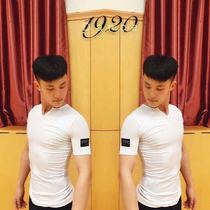 Amanda dance clothes 1920 Latin dance practice small V collar shirt mens summer short sleeve T-shirt new By01