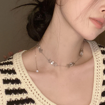 Song Zuers same diamond-encrusted bow pull necklace female summer light luxury niche design sense choker collarbone chain